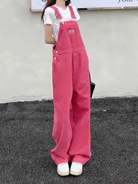 Women's Pants Korejepo Korean Pink Denim Women Spring 2024 Sweet Loose High Waisted Bottoms Wide Leg Straight Cool Long