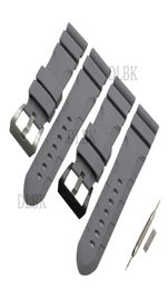 24mm 26mm Buckle 22mm Men Watch Band Grey Diving Silicone Rubber Sport Bracelet Strap Stainless Steel Buckle for Panerai LUMINOR335194444