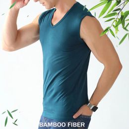 Men's Tank Tops 5XL 6XL 62% Bamboo Fibre 30% Cotton Top V Neck Workout Gym Bodybuliding Undershirt Plus Size White Sleeveless T Shirt