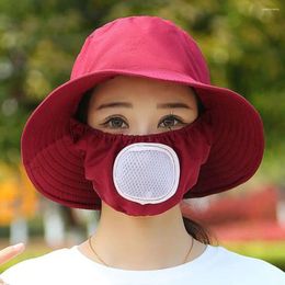 Wide Brim Hats Bucket Hat Tea Picking Cap Dust Mask With Removable Agricultural Work Protect Neck Anti-uv Sunscreen Unisex