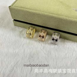 Designer Luxury Jewellery Ring Vancllf v Gold Plated Mijin High Quality Kaleidoscope Wide and Narrow Finger Womens Diamond Beaded Lucky Grass