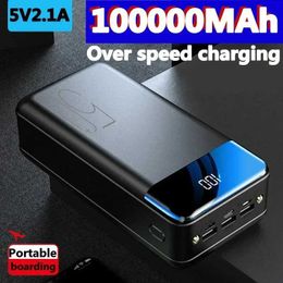 Cell Phone Power Banks Free delivery of new universal 5V 2.1a fast charging 100000/9800mAh high-capacity power pack fast charging mobile power supply J240428