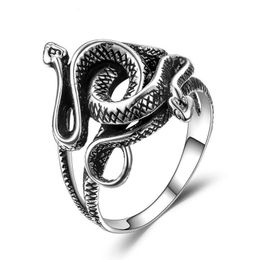 GEMS BALLET Mens Snake Ring 925 Sterling Silver Double Head Animal Rings Retro Vintage Creative Gift for Couple 240420
