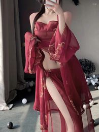 Work Dresses Sexy Belly Bag Classic Retro Style Hanging Strap Uniform Red Long Skirt Set Backless Fashion Romantic Elegant Charm Bold 01TE