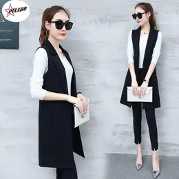 Women's Vests PULABO Elegant Suit Vest Women Spring Autumn Sleeveless Long Jacket Colete 3XL Blazer Coat Waistcoat