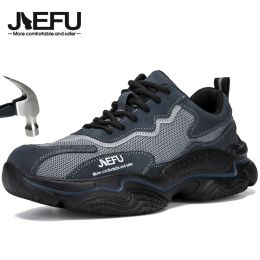 Boots JIEFU Safety Shoes for Men Durable Steel Toe Work Trainers Lightweight Comfortable Construction Industry Shoes