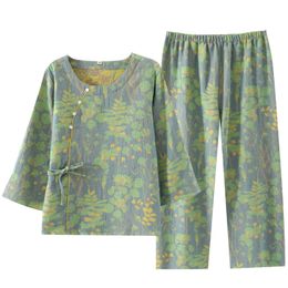 Wiosna i lato Vintage Jacquard piżama damska bawełniana gaza gazy etniczna