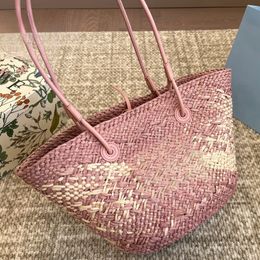 Cubi Anagram Straw Basket Bag Tote Women Woven Handbag Large Capacity Shoulder Handmade Fashion Luxury Beach Bags