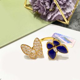 Eyecatching design Trend rings designed for men and women Gold Jewelry Blue Diamond Butterfly with common vnain