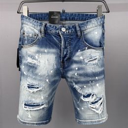 TR APSTAR Men's Jeans short Luxury Designer Jeans Skinny Ripped Cool Guy Causal Hole Denim dsq Fit Jeans Washed d2 short Pant D25-1