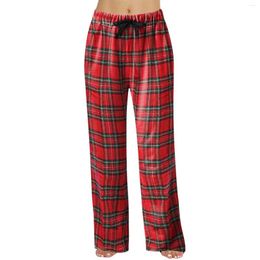 Women's Pants Casual Plaid Pajamas Home Women Elastic Waisted Straight Trousers 2024 Baggy Wide Leg Leggings Y2k