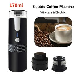 170ML Electric Coffee Maker Portable Wireless Espresso Machine Water Brewing with Capsule for Camping Travel Home Appliance 240423