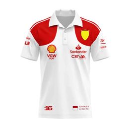 Men's Polos 2024 New Red Team Mens Summer T-shirt Charles Leclerc 16 Carlos Sainz 55 Driver Womens Short Slve Sports Childrens Wear T240425