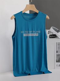 Plus Size 8xl 7xl 6xl 5xl Ice Silk Classic Tank Tops Men Sleeveless Shirt Solid Colour Tees All-match Mens Quick Dry Tshirt 240425