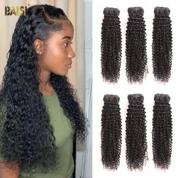 Wigs Wigs BAISI Brazilian Hair Weave Bundles Raw Curly Human Hair Bundles 30 32 Inch Water Deep Wave Bundle Remy 3 4 Bundles
