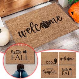 Carpets Fall Coir Doormat Welcome Pumpkins Door Mat Non Slip Farmhouse Floor Mats Autumn Decorative Modern Blanket With Tassels