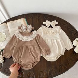 2PCS MILANCEL Spring Baby Clothes Lace Collar Infant Bodysuit One Piece Toddler Cute Princess Outfit Clothing for borns 240428