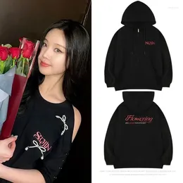 Women's Hoodies KPOP SOOJIN Flowering Merch Zip Up Hoodie Women Men Harajuku Sweatshirt Streetwear Hip Hop Zipper Hooded Jacket Outerwear