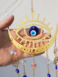 Garden Decorations Crystal Suncatcher Rainbow Maker Stained Glass Evil Eye Sun Boho Ornament Window Decor Hanging Prisma For Garden Home Decoration