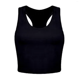 Women's Tanks Basic Crop Tops Racerback Yoga Vest Women Gym Seamless Rib Knit Tank Female Bra Quick Dry Fitness Running