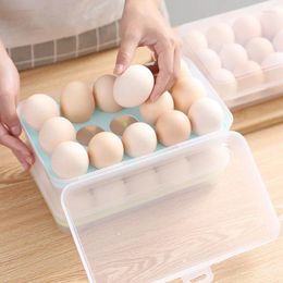 Storage Bottles 15 Grid Plastic Egg Tray Box With Lid Drawer Carton Cases Refrigerator Anti-Collision Design Rack