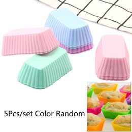 Moulds 5Pcs Reusable Cake Molds Silicone Round Molds Soft Muffin Cupcake Liners Baking Candy Egg Bread Cookie Cups Kitchen Supplies