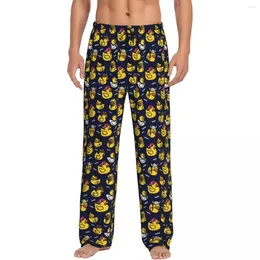 Men's Sleepwear Custom Cartoon Animal Rubber Duck Pyjama Pants Lounge Sleep Stretch Bottoms With Pockets