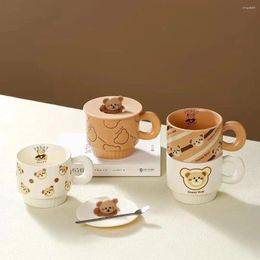 Mugs Creative Bear Mug Cute Breakfast Cup High Beauty Cartoon Coffee Children's Birthday 100 Day Party With Hand Gift