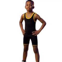 Sets Kids Wrestler Tights OnePiece Wrestling Singlet Race Clothing Weight Lifting Tights Childrens Wrestling Rashguard Boxing Sets