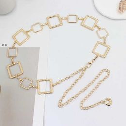 Waist Chain Belts Fashion Women Metal Hook Waist Chain Ins Style Match With Dress Shirt Suit Decoration Adjustable Square Waist Belly Body Chain