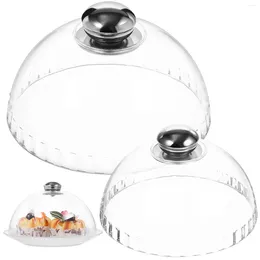 Dinnerware Sets 2 Pcs Snack Tray Cover Dome Tent Round Protector Cake Lid Stainless Steel For Party