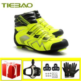 Boots Tiebao Road Bike Shoes Keep Warm Winter Riding Bicycle Sneakers SelfLocking Adult Bicycle AntiSlip Bicicleta flat shoes