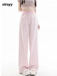 Women's Jeans Baggy Women Pink High Waisted Denim Wide Leg Pants Korean Streetwear Casual Fashion 2024 Spring Y2k Patchwork Designer