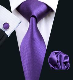 Fast Mens Tie Set Solid Purple Hanky Set Jacquard Woven Mens Silk Necktie Set Leisure Business Work Formal Wedding N02816199723