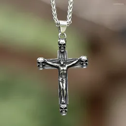 Pendant Necklaces Creative Design Stainless Steel Cross Jesus And Skull For Men Crucifix Eastern Orthodox Fashion Jewellery