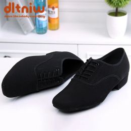 Boots Men's Latin Ballroom Dance Shoes Professional Black Canvas Latin Salsa Shoes Plus Size Low Heel Tango Ballroom Dance Shoes