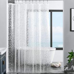 Set Peva Shower Curtain 3d Waterproof Shower Curtain Mildew Proof Transparent Bathroom Curtains with Hooks Simplicity Bath Curtains