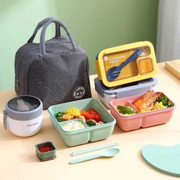 Bento Boxes Portable lunch box bag childrens school office desk tablet computer heat pack complete set microwave heating Q240427