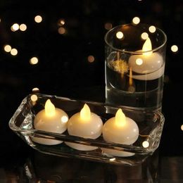 Candles 1Pcs Flickering Flameless Waterproof Candles Lamp Floating On Water Led Plastic Battery Operated Tea Lights For Pool Spa d240429