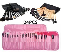 24pcsset Professional Makeup Brush Set Case Portable Cosmetic Powder Lip Eyeshadow Brushes with Bag Make Up Tools Toiletry Kit6318326