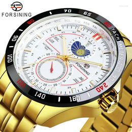 Wristwatches Fashion Forsining Top Brand For Men Moon Phase Calendar Military Automatic Mechanical Black Full Stainless Steel Wrist Watches