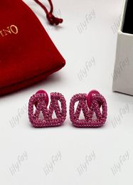 Fashion Purple Initial Studs Diamond Letters Luxury Love Earring Designer Jewelry Outdoor Gifts Earrings V 925 Silver Stud With Bo4919621