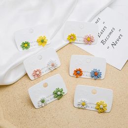 Stud Earrings Daisy Flower Asymmetrical Jewellery Cute Hollow Out Floral Small For Women Fashion Sweetheart