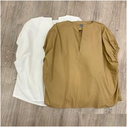 Womens Blouses Shirts Totexme Shirt Casual Loose V-Neck Short Sleeved Plover Top Drop Delivery Apparel Clothing Dhykp