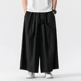 Men's Pants Men Harem Vintage Wide-leg Trousers Streetwear Cotton Linen Harajuku Jogger Sweatpants Male Big Size 5XL