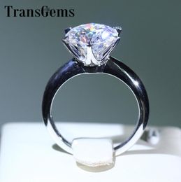 Transgems 14k White Gold 3 Carat Diameter 9mm F Colour Moissanite Engagement Ring For Women Solitare Engagement Ring Y190612032566844