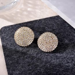 Stud Earrings Fashion Bling Full Rhinestone Big Round For Women Geometric Gold Silver Color Crystal Statement Wedding Jewelry