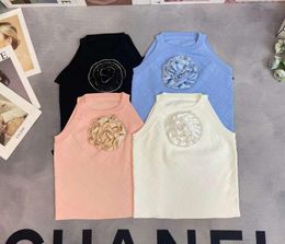 2024 summer designer flower t shirt Cropped Top T Shirts Women Knits Tee Knitted Sport Top Tank Tops Woman Vest Yoga Tees
