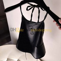 Leather Tops Tanks Womens Luxury Shirts Tees Sexy Black Tops Nightclub Personality Sling Vests Brand Camisole