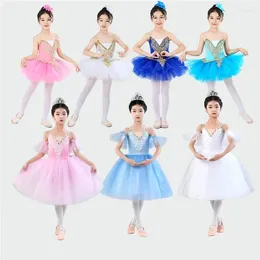 Stage Wear Ballet Dress Performance Little Swan Children's Sequin Tutu Skirt With Suspender Gauze Style